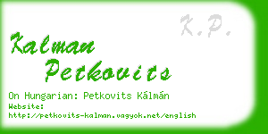 kalman petkovits business card